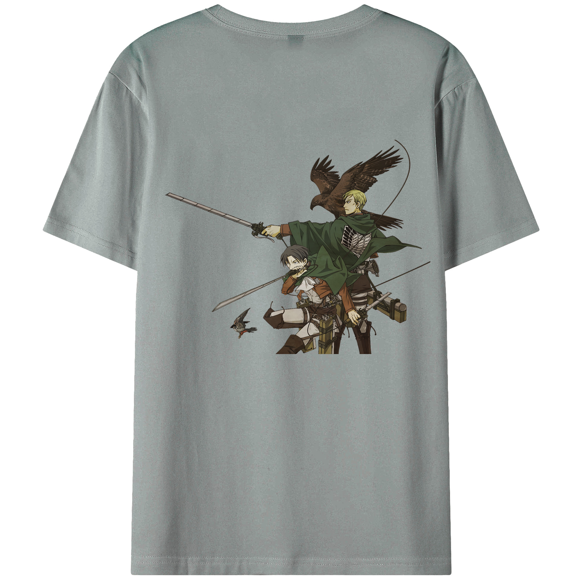 （画像用） 進撃の巨人 Attack on Titan 綿100％ メンズ半袖Tシャツ（バックプリント） 通気性